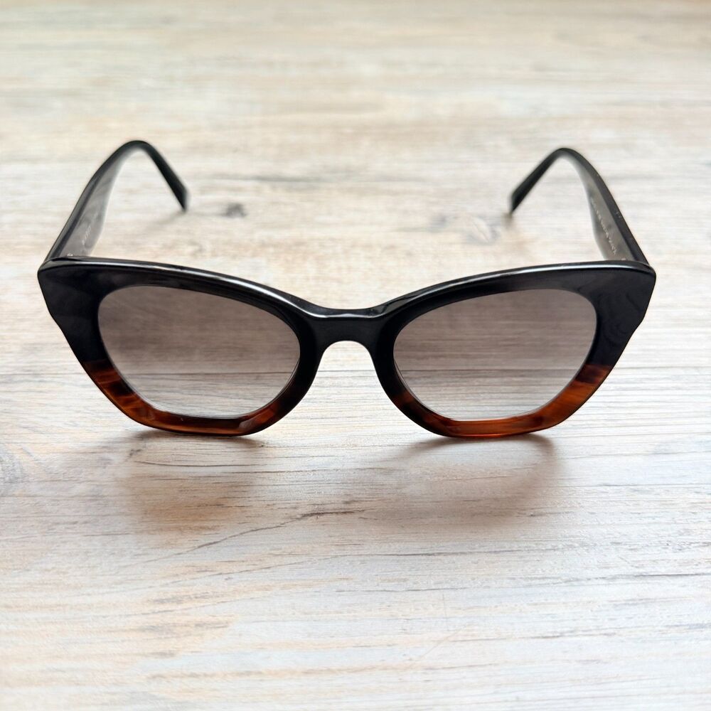 Warby Parker Augusta W 261 Oversized Cat Eye Sunglasses Black Brown Ombre